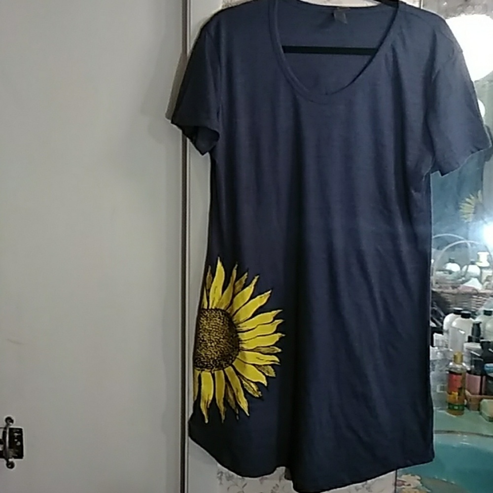 Instant Message Heather blue sunflower dress